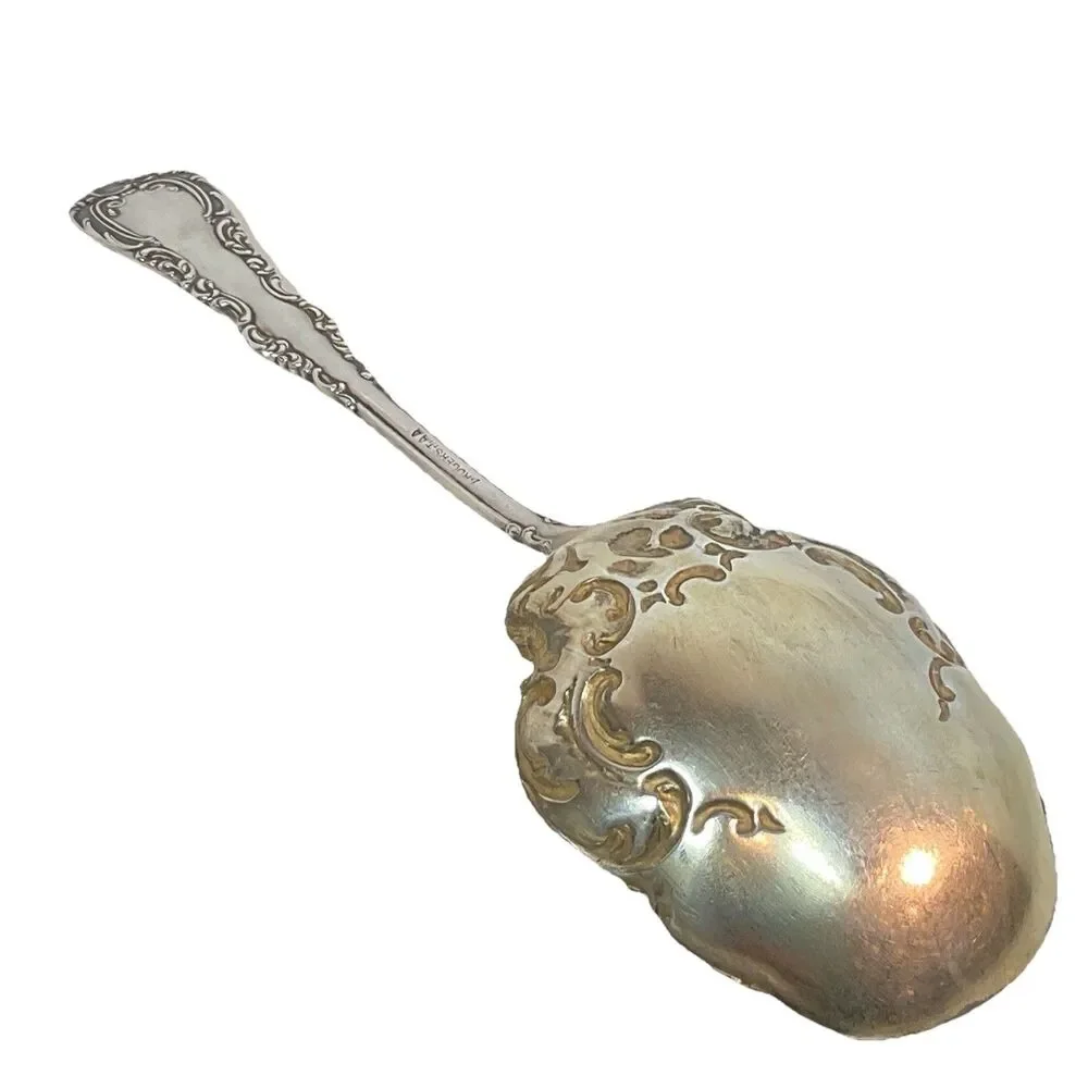 Rogers Solid Shell Casserole Spoon Plymouth Silverplate 8 5/8” c1897 Monogram